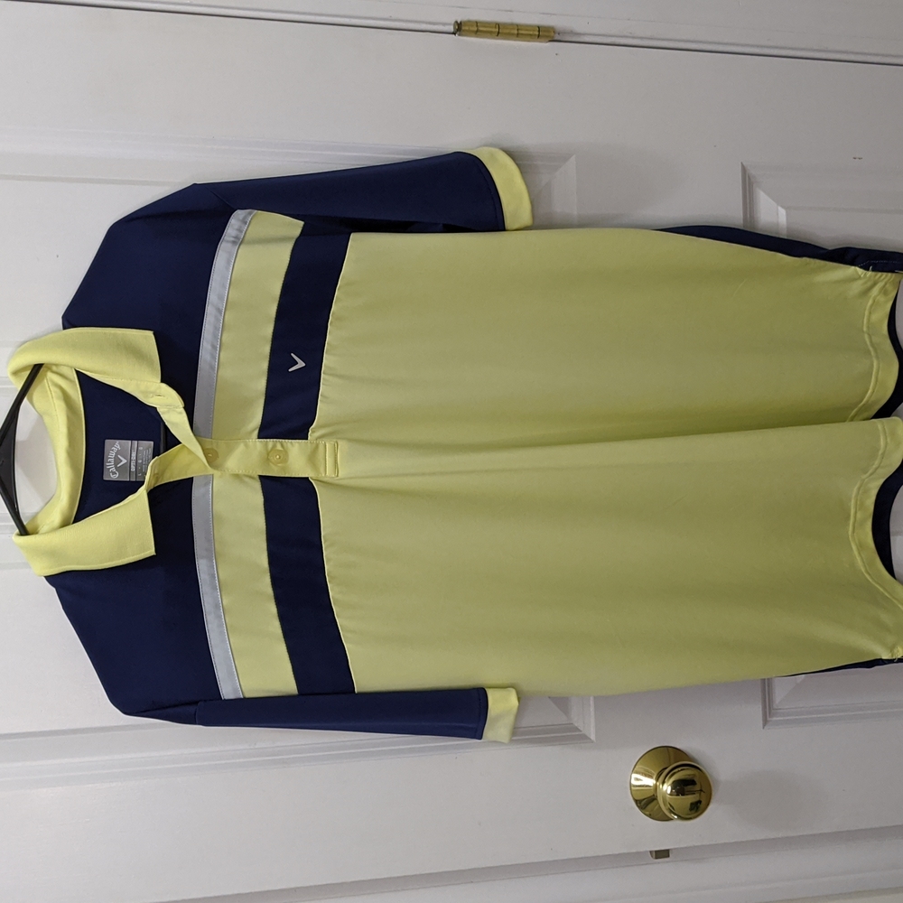Callaway Opti Dry Golf Polo Blue/Yellow Size Large